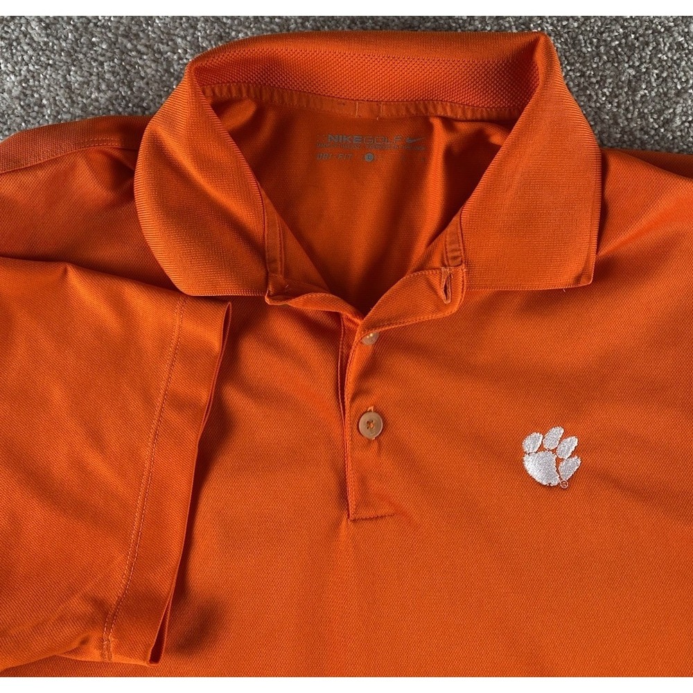 Nike Dri Fit Golf Polo Shirt Clemson Tigers Mens Large NCAA Performance Orange